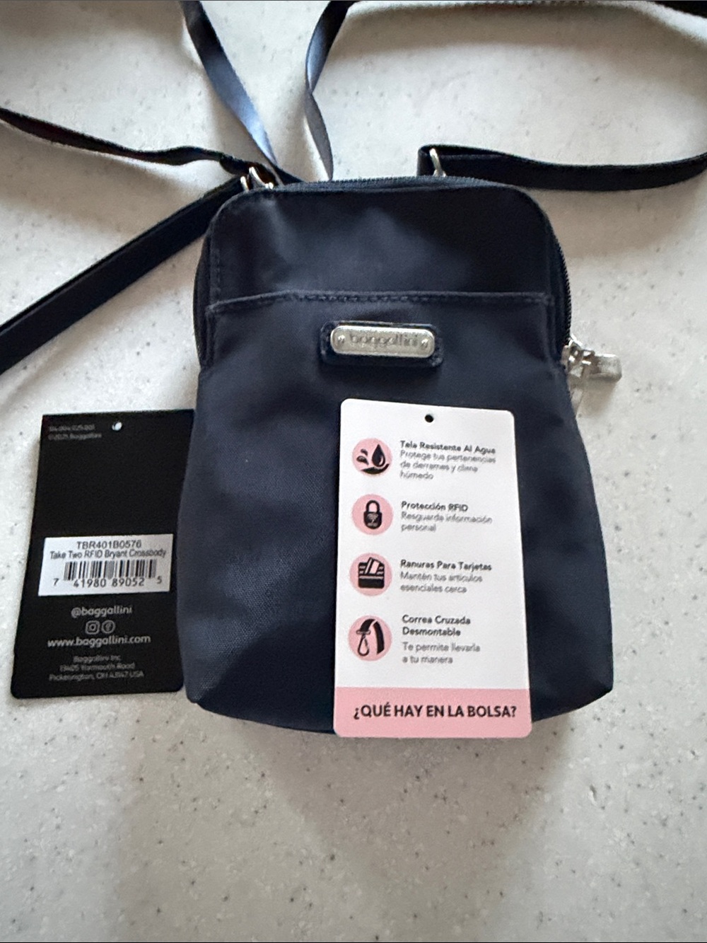 Baggallini Navy Small Crossbody Bag with RFID